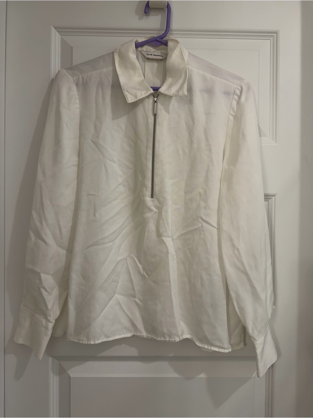 Club Monaco Ivory Quarter Zip Blouse